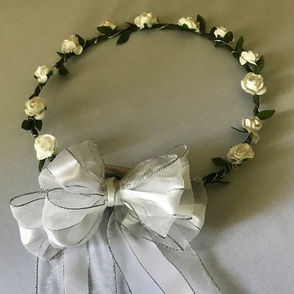 LED Head Wreath w/ Organza Satin Ribbon